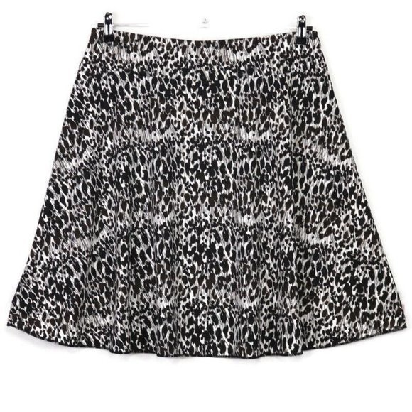 Ann Taylor A-Line Skirt‎ White Brown Black Stretch L Large - Picture 2 of 11